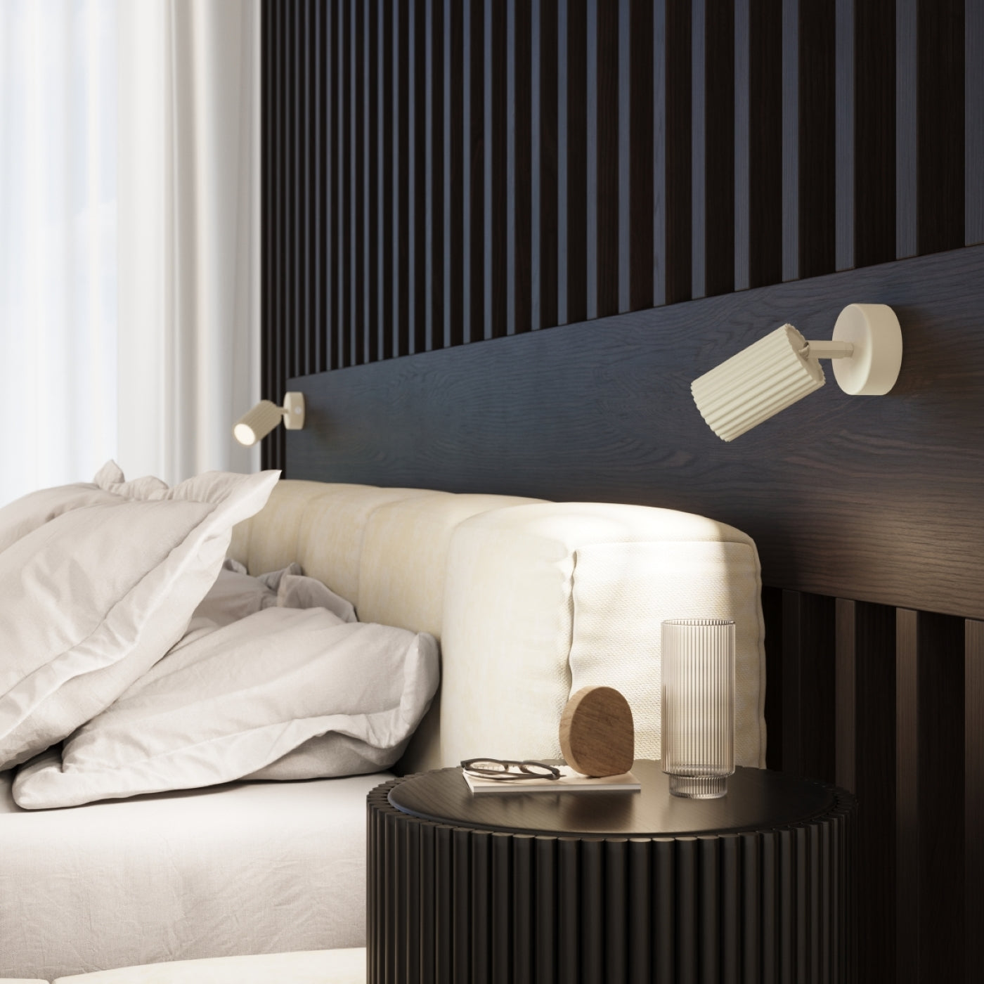 Murena - Wandleuchte in Carbon Beige mit Schalter