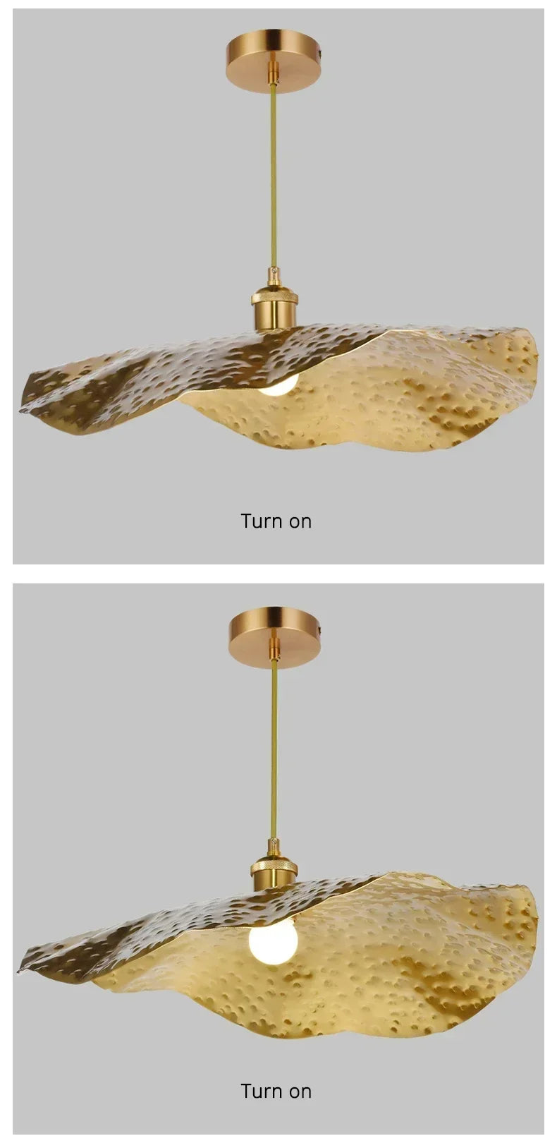Lucero - Goldene Pendelleuchte im Lotusblatt-Design mit