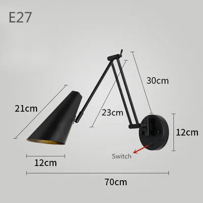 Verstellbare - Wandleuchte mit langem Arm (E27) inkl. LED
