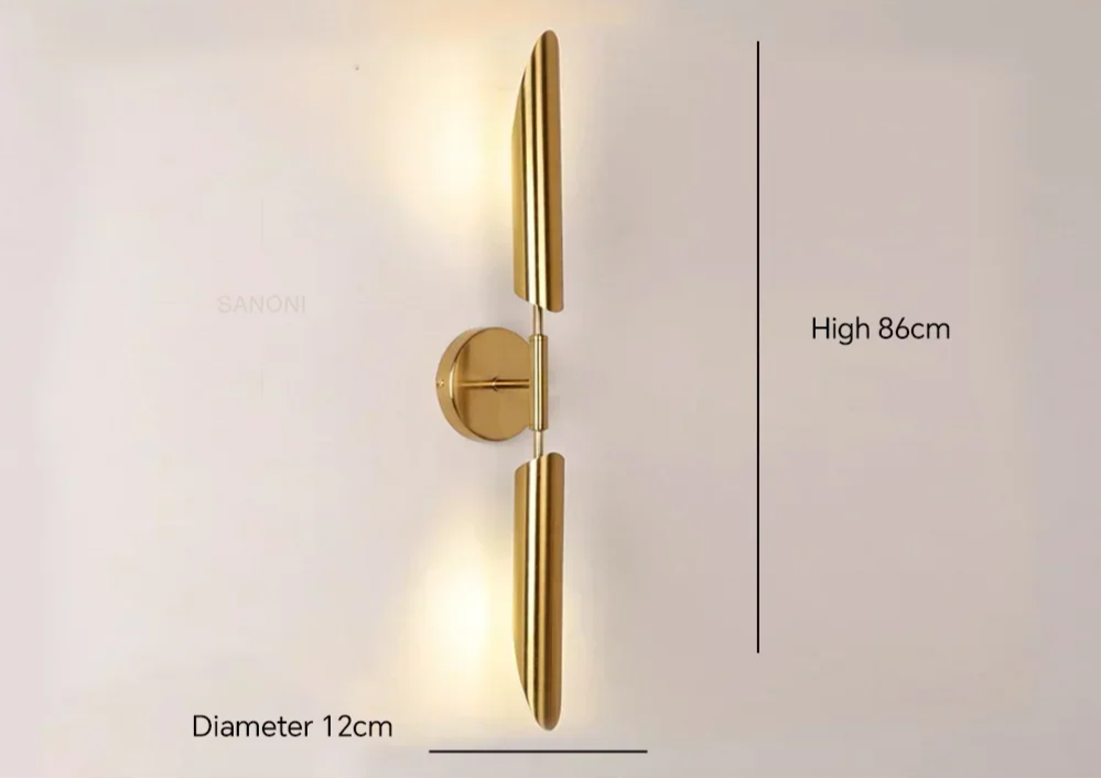 Lateralis - Goldene Wandleuchte mit klarem Glasschirm und