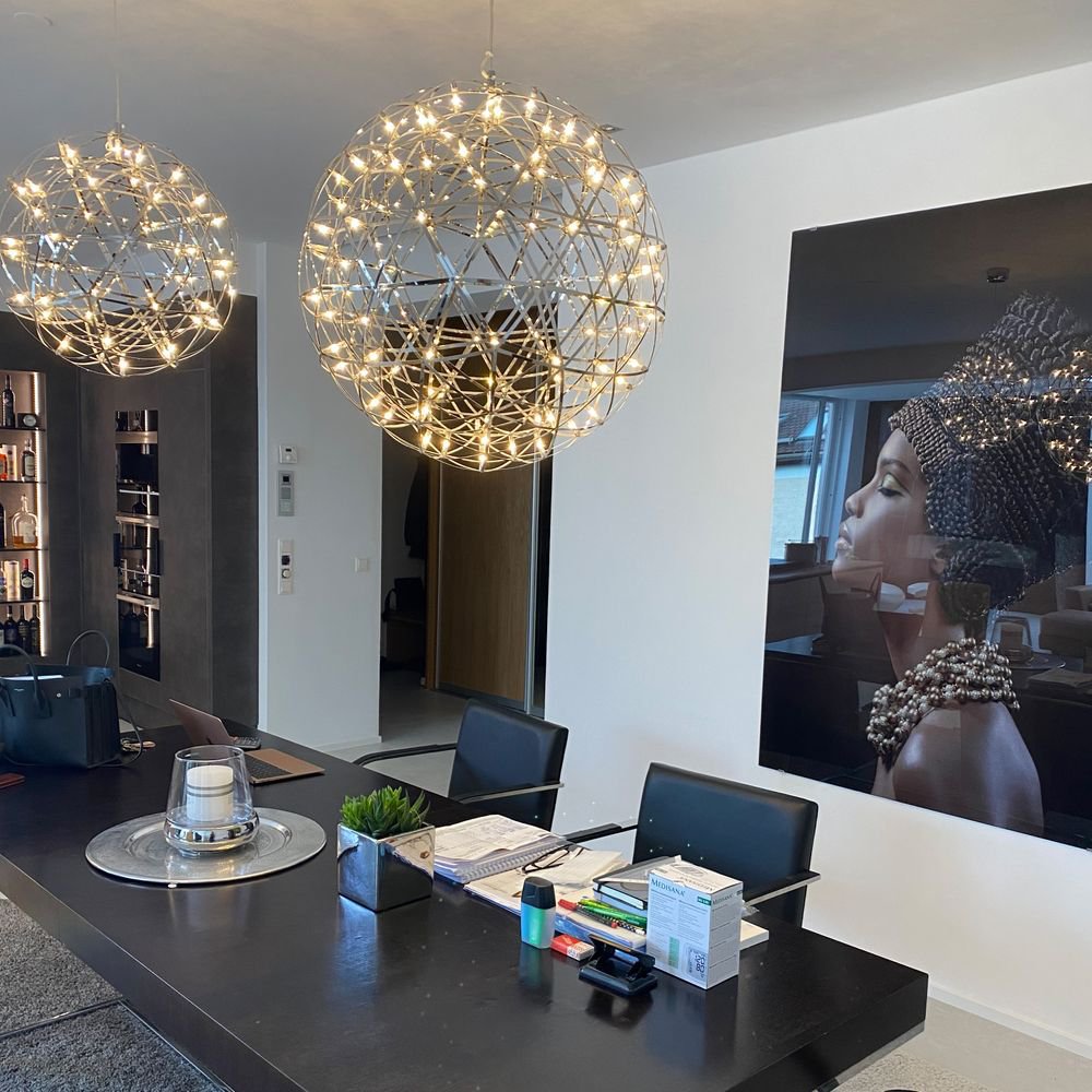 Orbita - LED-Metallkugel-Pendelleuchte Ø 70 cm Chrom