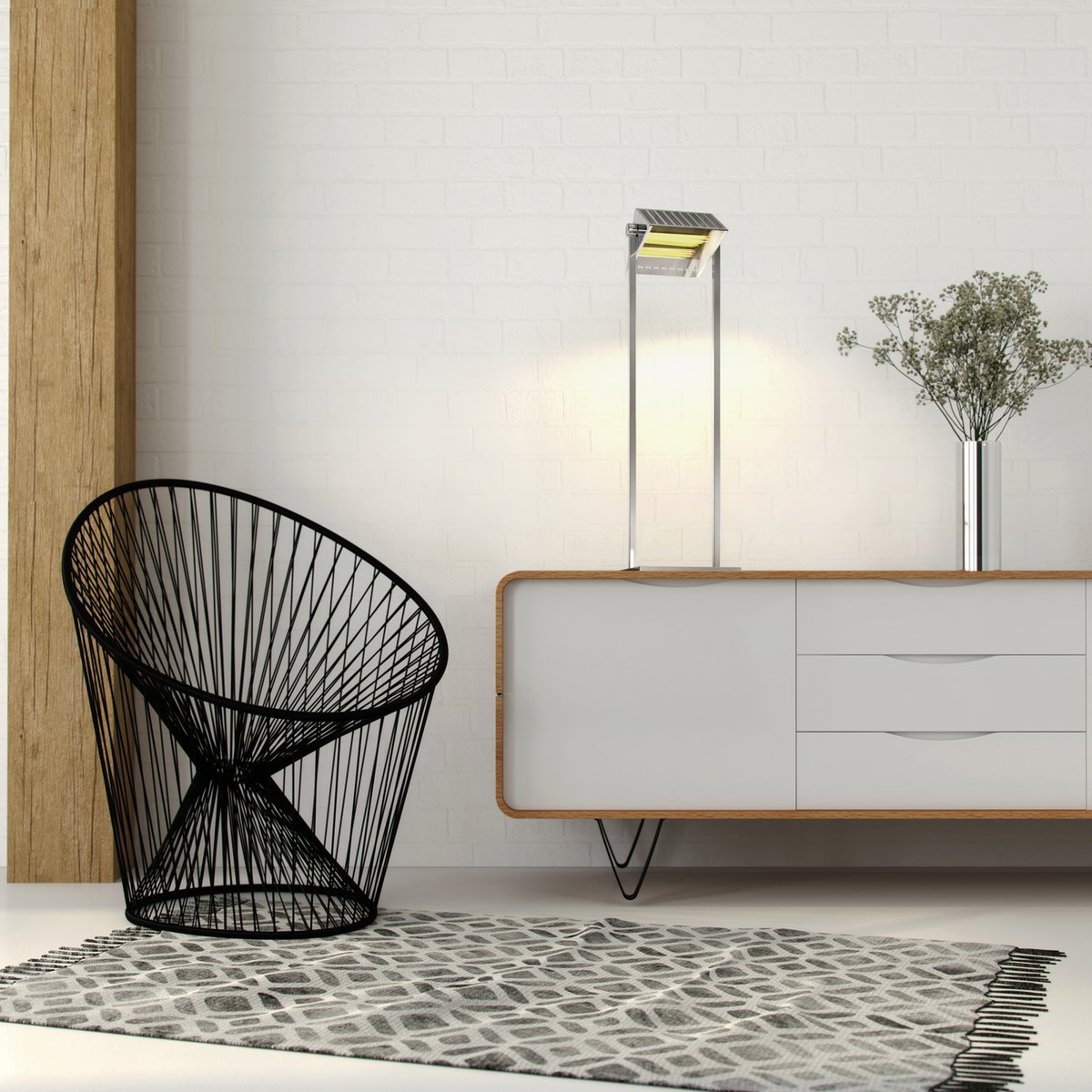 Betec - Luxus 5 LED-Stehleuchte/Uplighter, Nickel
