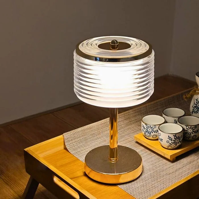 Lino - Goldene LED-Ring-Tischleuchte mit 3 Lichtfarben