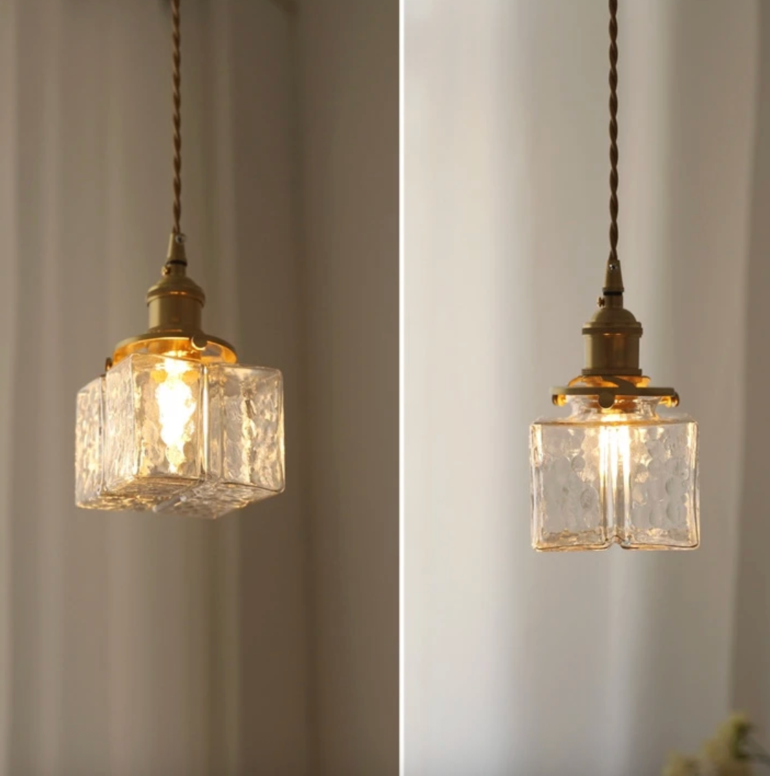 Fatima - Retro-Glaspendelleuchte mit Goldkabel