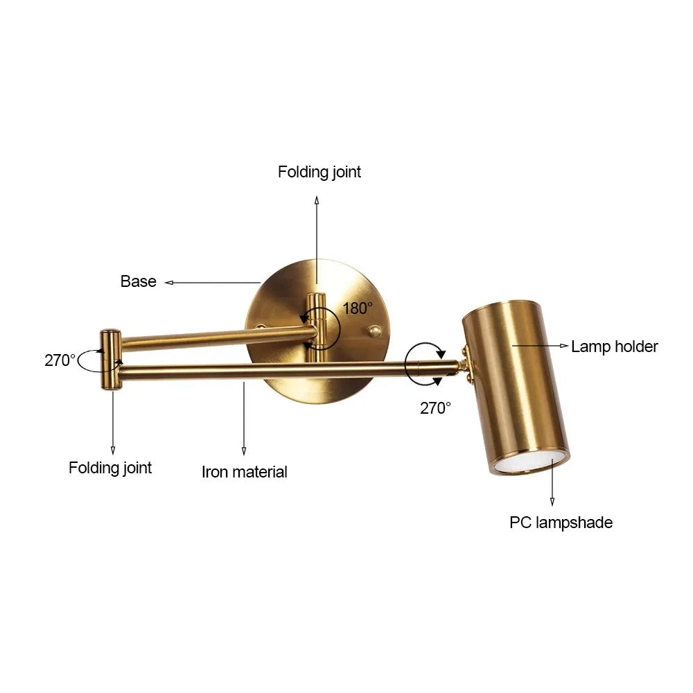 Verstellbare - Wandleuchte mit langem Arm (E27) inkl. LED
