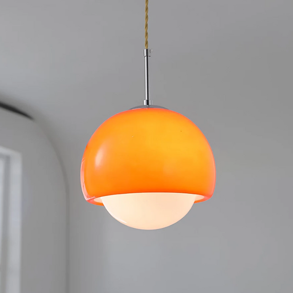 Aurela - Bauhaus-Glaspendelleuchte, orange/beige