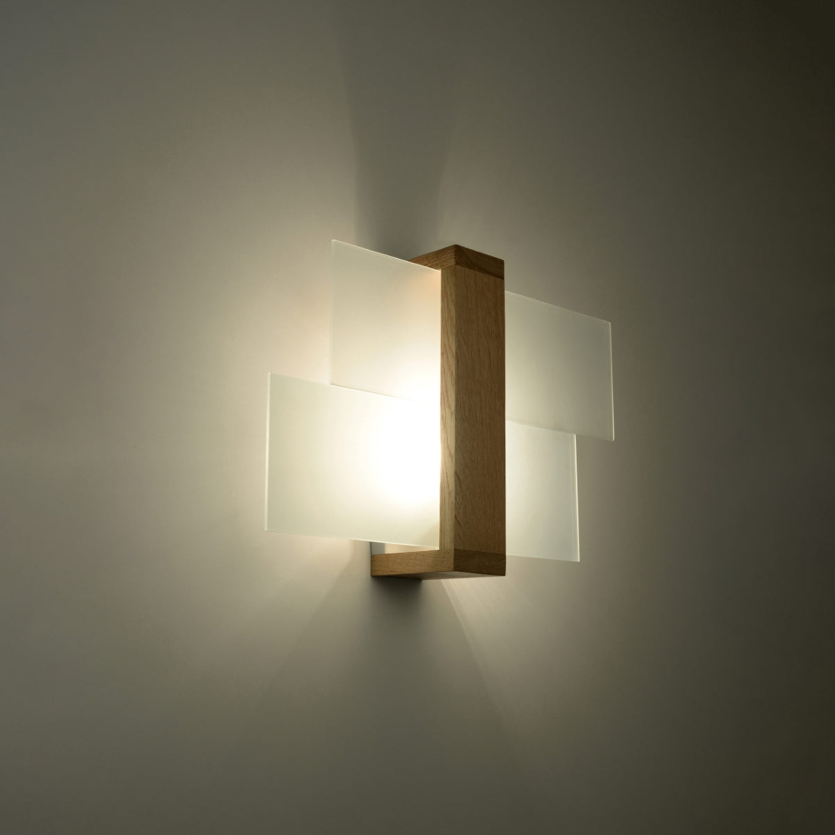 FENIKS - 1 Wandleuchte, Naturholz & Glas