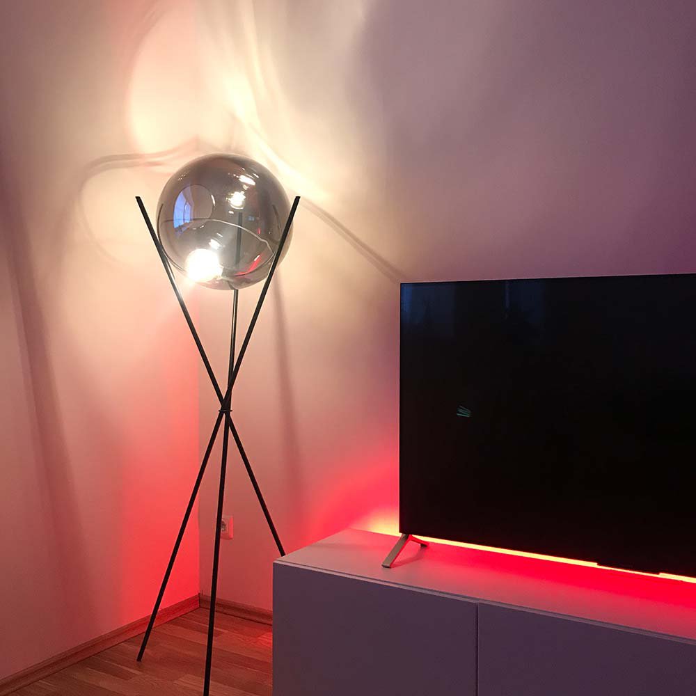 Skapetze - Stehleuchte mit 40 cm großem, rauchfarbenem
