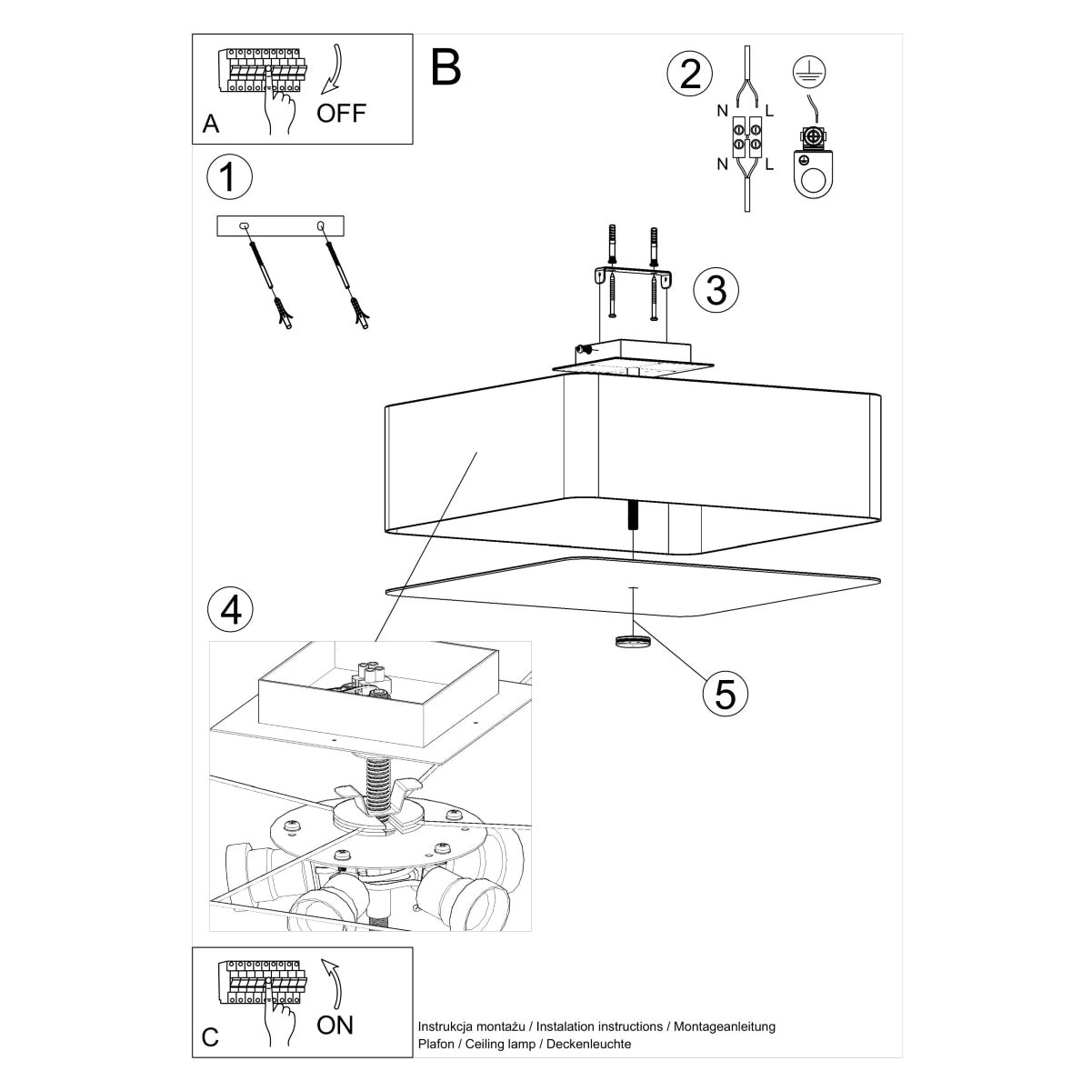 Claria - Deckenleuchte 45 cm, weiß, quadratisch