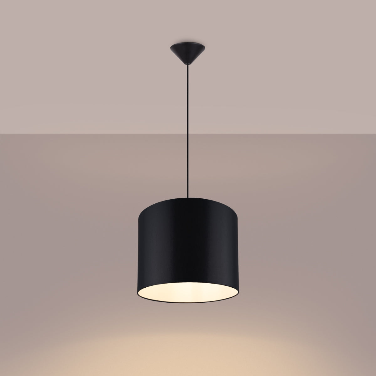Rondea - Schwarze Pendelleuchte, 30 cm ovaler Stoffschirm
