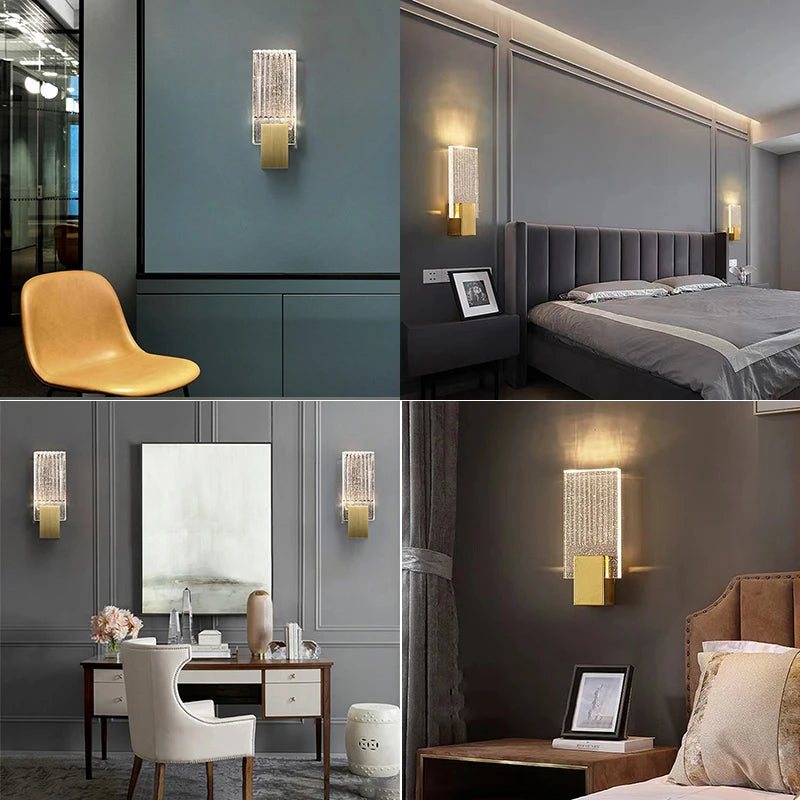 Wallix - Goldene LED-Wandleuchte mit Kristallblasen