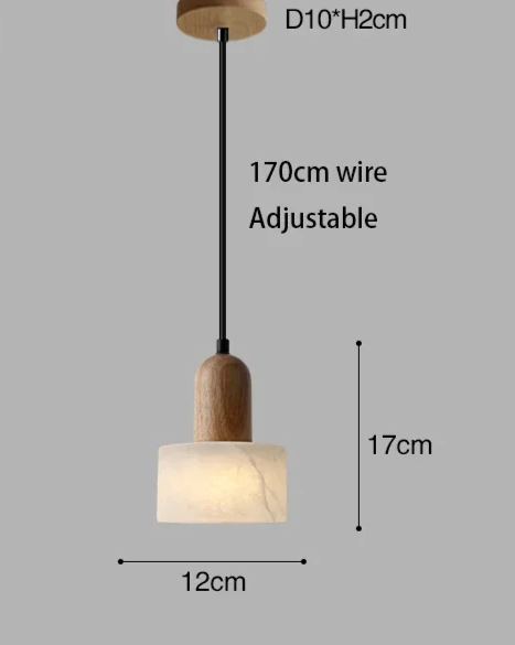 Marmor - Pendelleuchte E27 aus weißem Jade-Stein mit LED