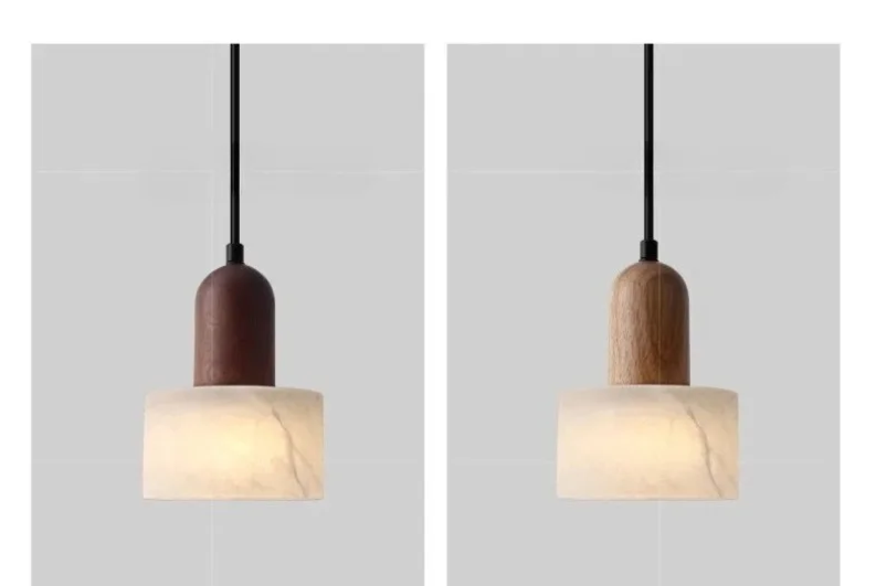 Marmor - Pendelleuchte E27 aus weißem Jade-Stein mit LED
