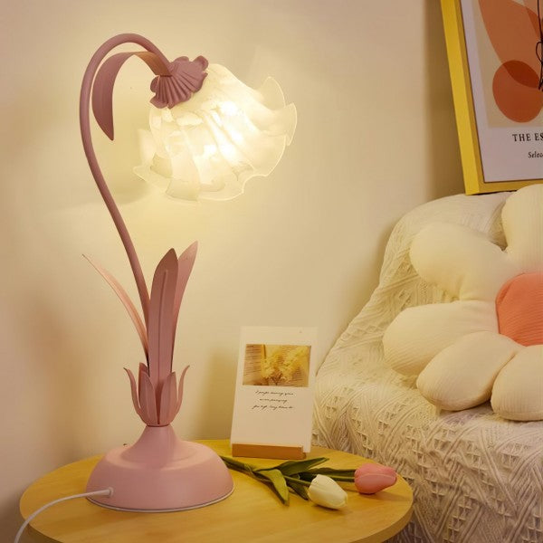 Quelix - Vintage-Tischleuchte mit Blumenmuster, verstellbar