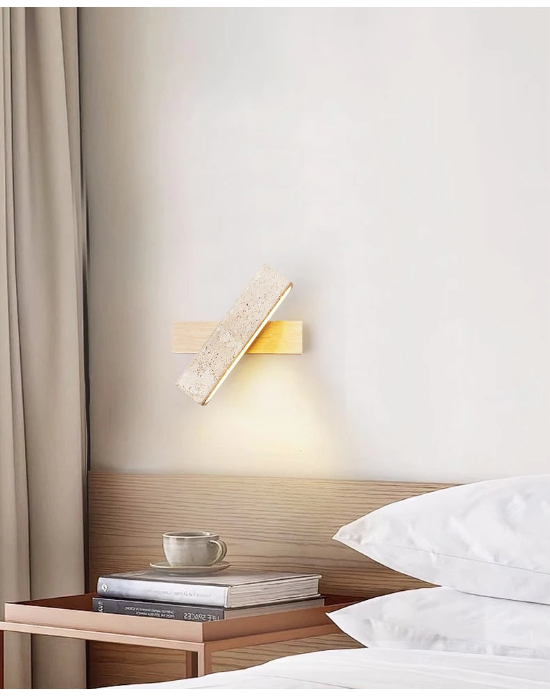 Travertin - Wandlampe dimmbar LED mit Zugschalter