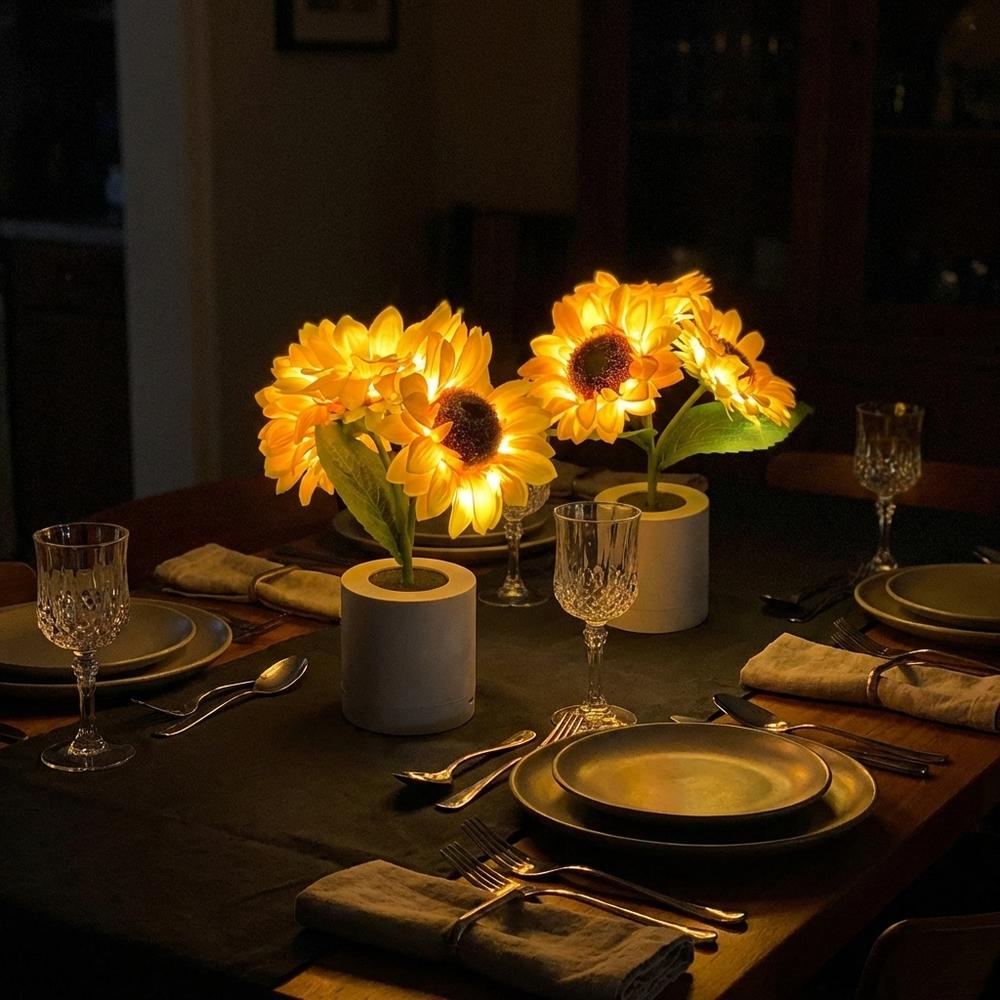 Sunbluma – Tischlampe mit 3D-Sonnenblumendesign und LED-Licht