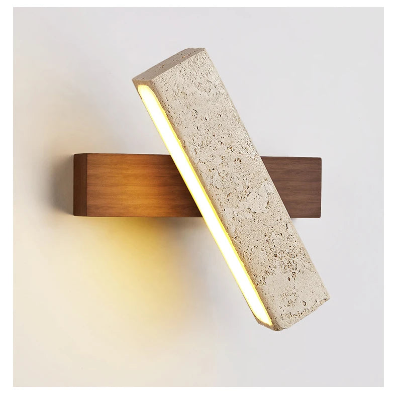 Travertin - Wandlampe dimmbar LED mit Zugschalter