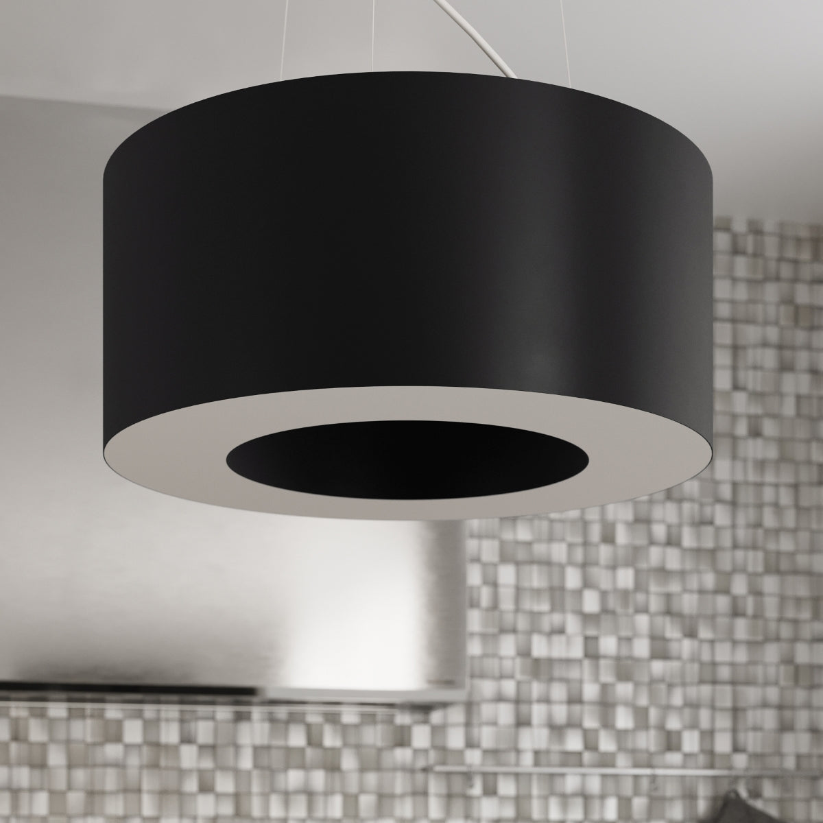 Zarter - schwarzer Kronleuchter, 90 cm, im Ringdesign