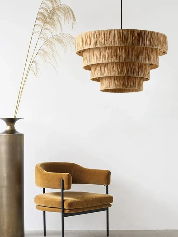 Stella - Rattan-Pendelleuchte E27 im japanischen
