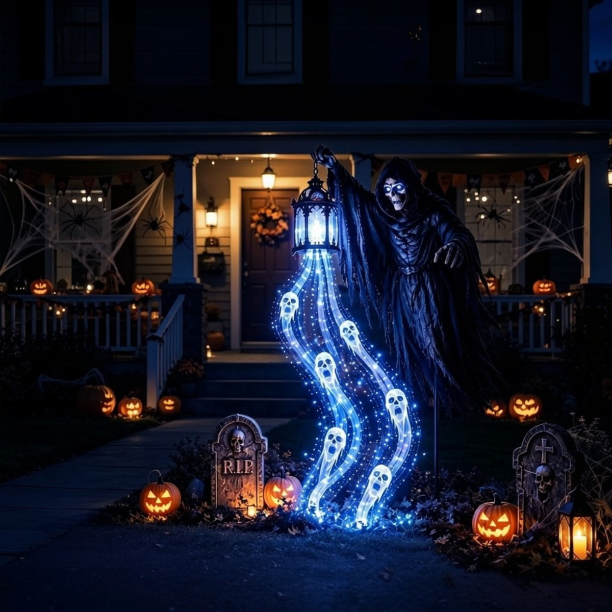 Reapshade - Halloween-Gartenlampe mit Sensenmann-Figur und LED-Licht