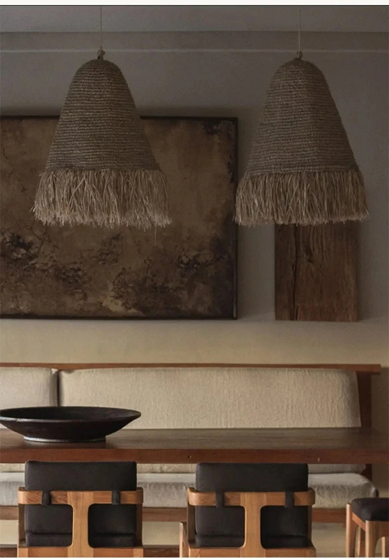 Handgewebte - Rattan Pendelleuchte natur