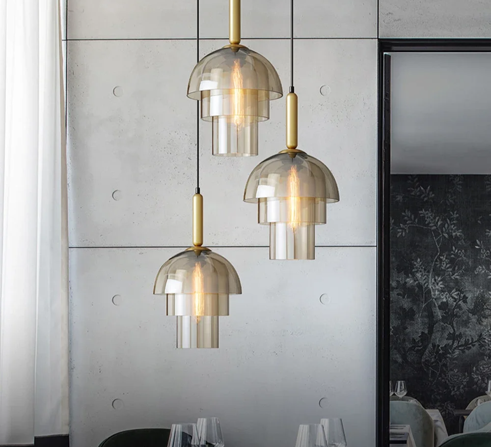 Lucero - Vintage-Pendelleuchte aus Glas in Champagner