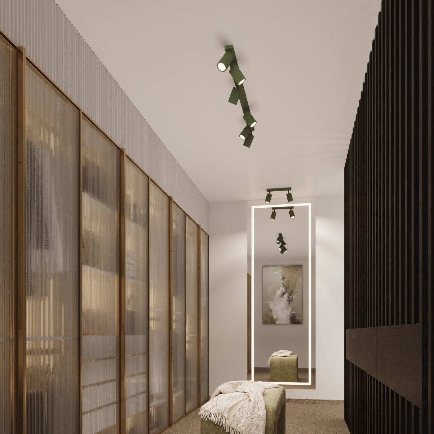 Olivgrüne - 3-flammige Deckenleuchte (GU10) aus Aluminium