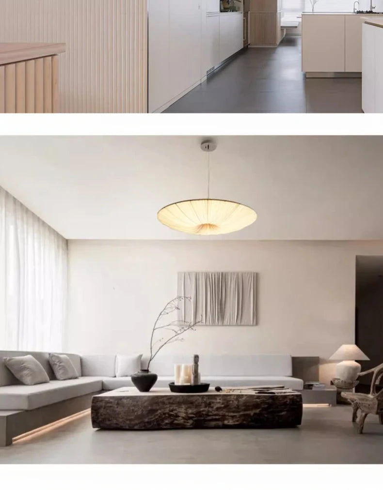 Rondea - Stoff-LED-Deckenleuchte Wabi-Sabi in Beige