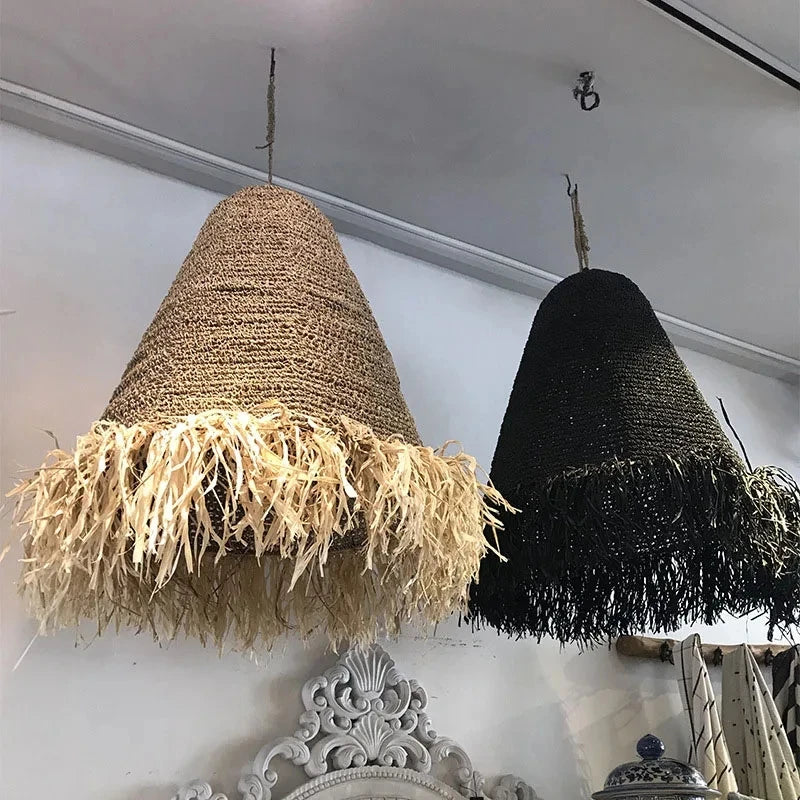 Handgewebte - Rattan Pendelleuchte natur