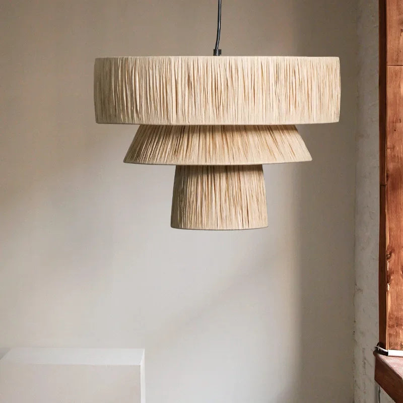 Stella - Rattan-Pendelleuchte E27 im japanischen