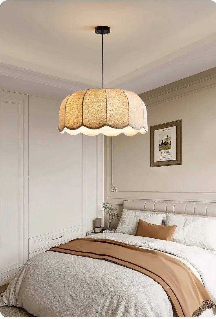 Wabi - Sabi Leinen-LED-Pendelleuchte mit E27-Fassung