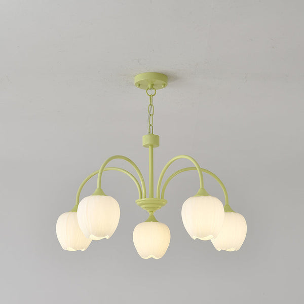 Tulpenförmiger - Matcha-Kronleuchter aus Glas und Metall