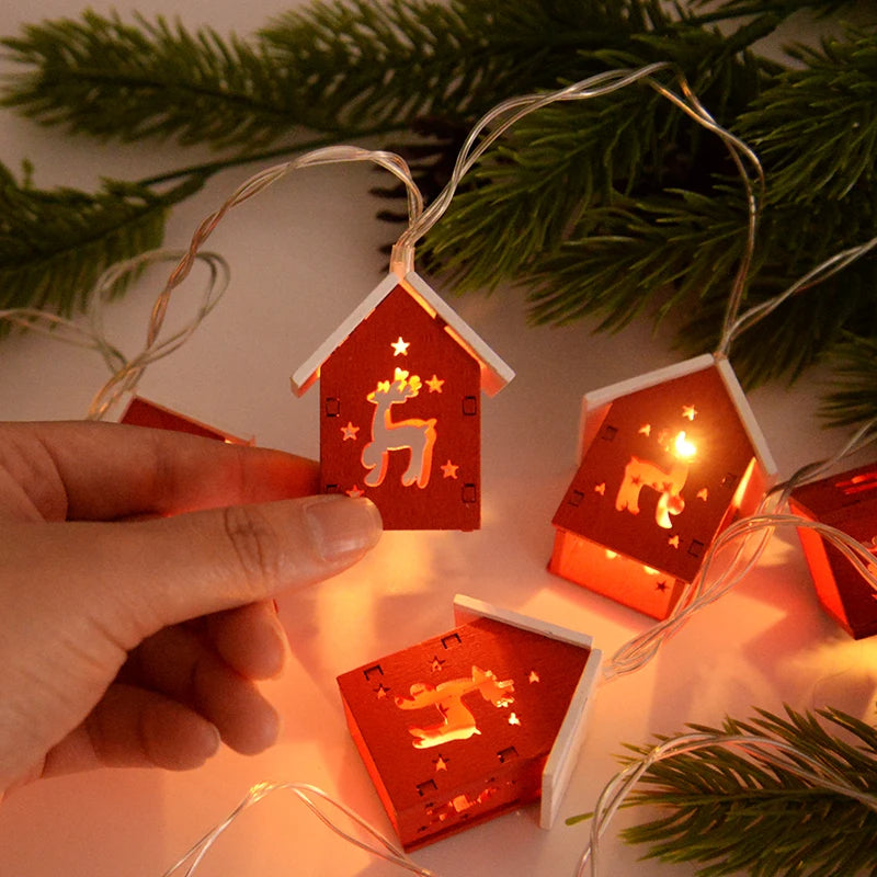 Weihnachtsdorf-Lichterkette - Holz, 2–3 m