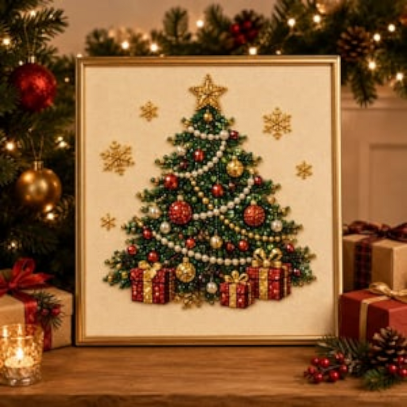 Perlevika – Gerahmtes Weihnachts-Diamantmalerei-Set