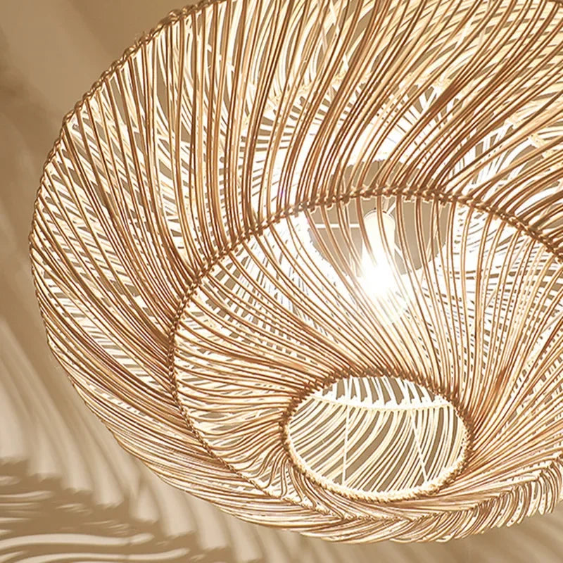 Japanische - Wabi-Sabi-Rattan-UFO-Pendelleuchte E27