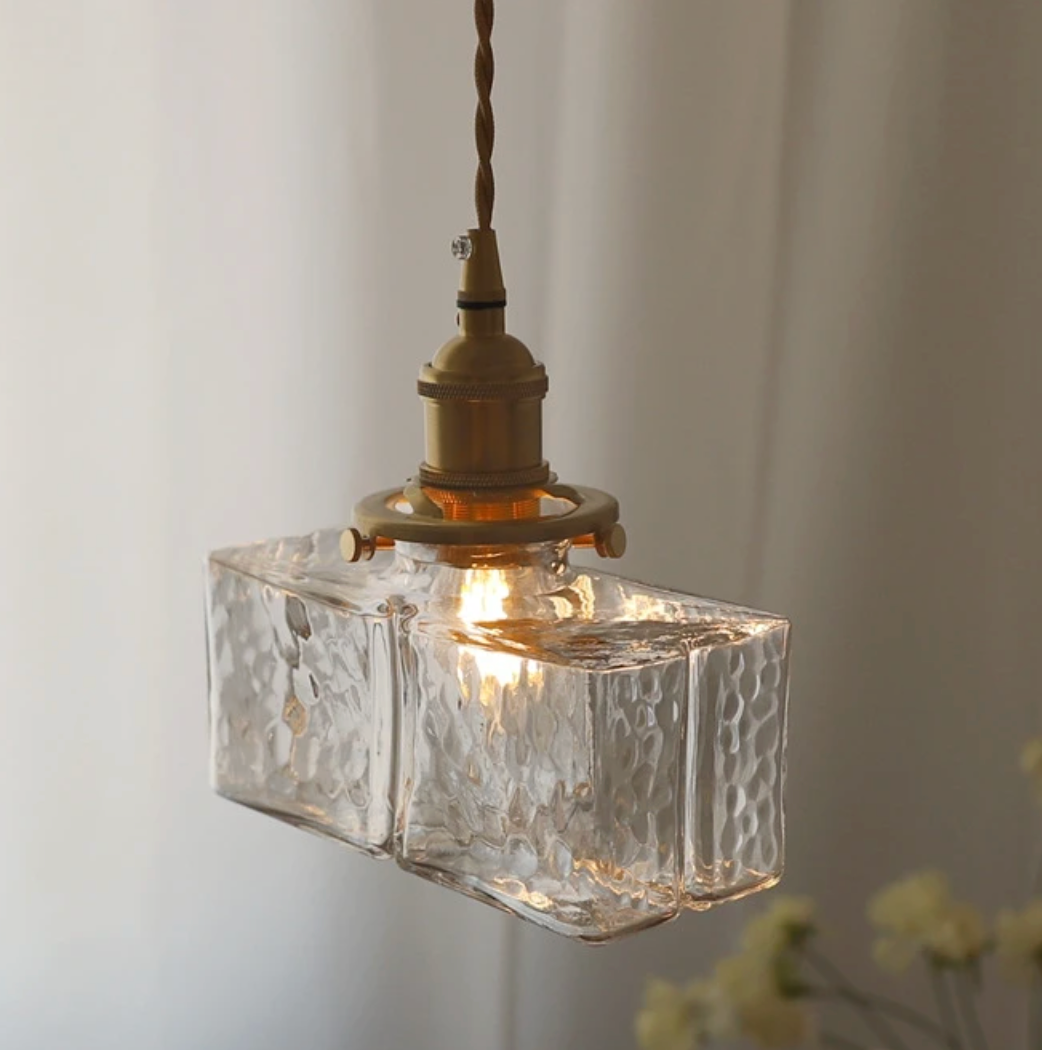 Fatima - Retro-Glaspendelleuchte mit Goldkabel