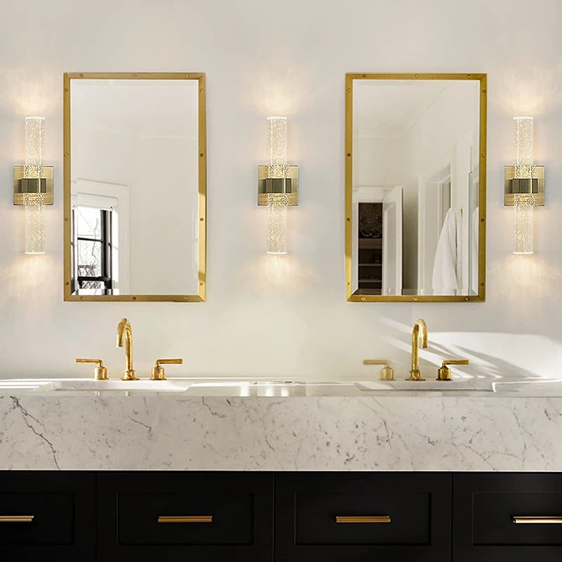 Wallix - Goldene LED-Wandleuchte mit Kristallblasen