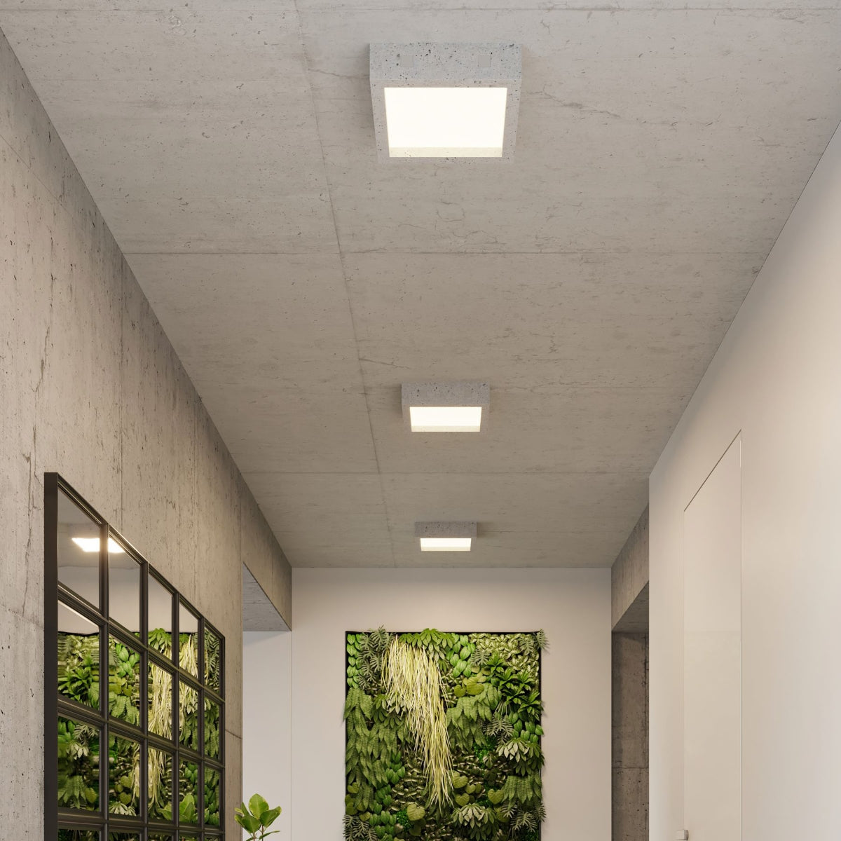 Quadratische - Deckenleuchte aus Beton