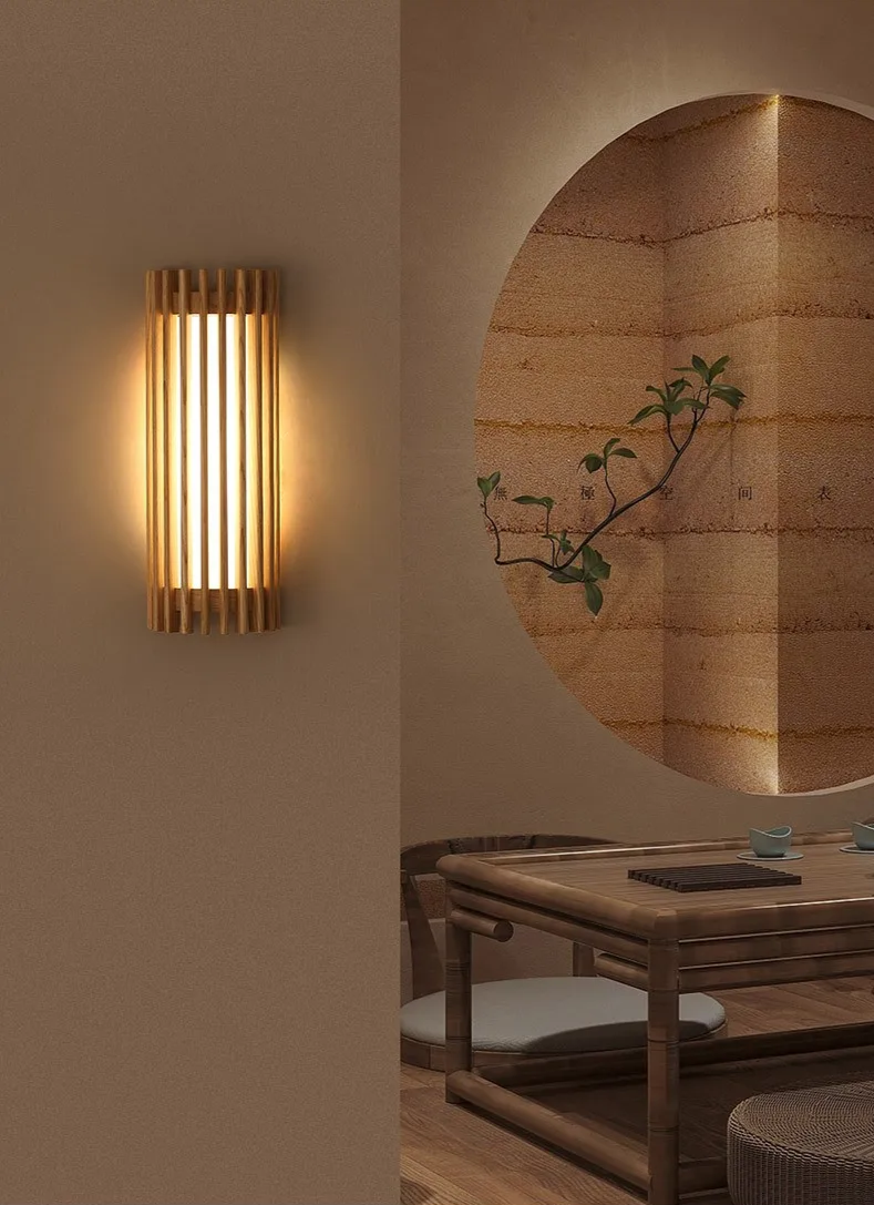 Walnussoptik - Wabi-Sabi-Wandleuchte, Walnussoptik