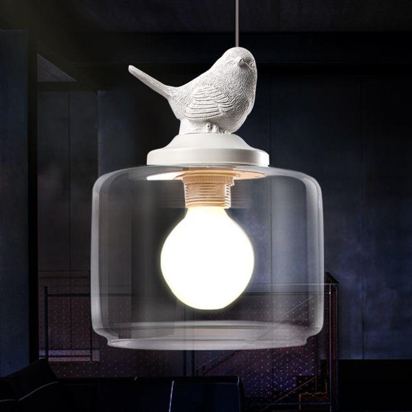 Solara - Vogel-Pendelleuchte aus Glas und Stein