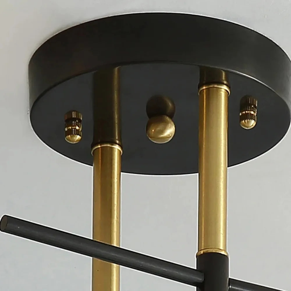 Doppelte - Deckenleuchte, schwarz und gold, aus Eisen