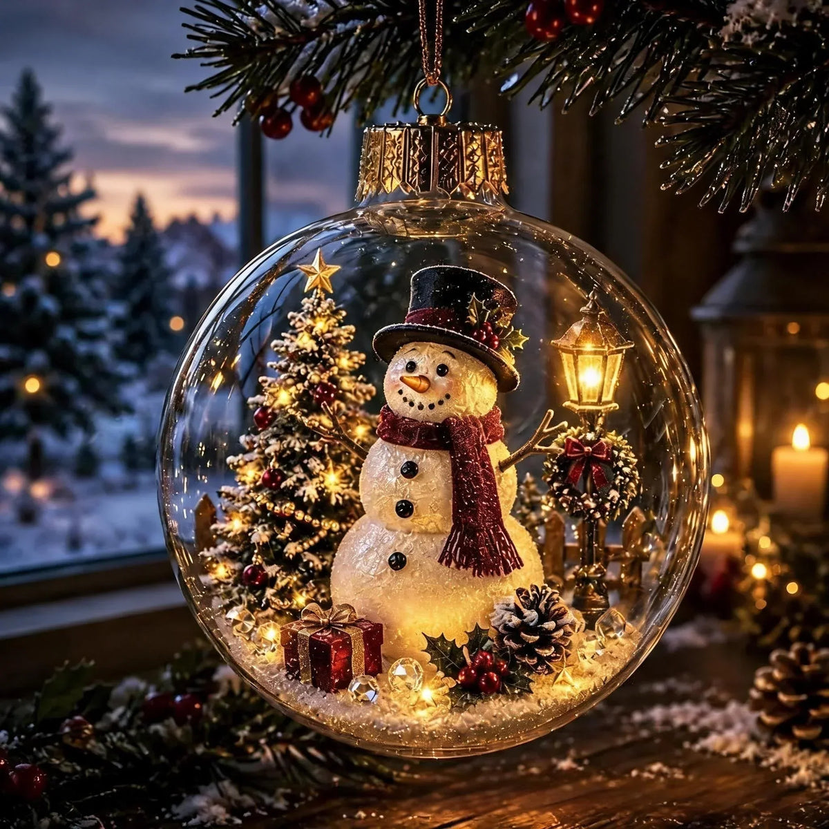WinterGlow - Beleuchteter Weihnachtsanhänger mit Miniatur-Winterszene