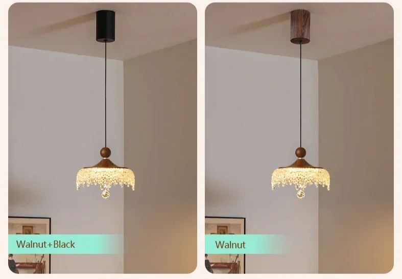 WalnoDrop - Pendelleuchte in Walnussfarbe mit 3