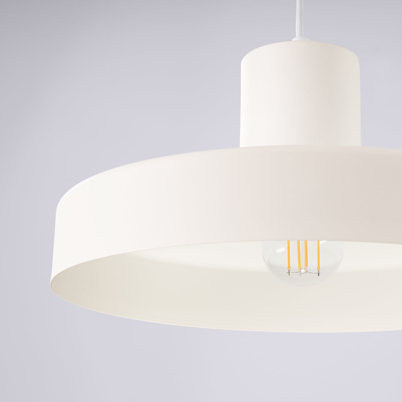 Celira - Beige Retro-Pendelleuchte mit rundem Schirm