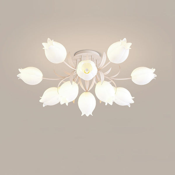 Lucero - Deckenleuchte mit Lilienblüten in Creme