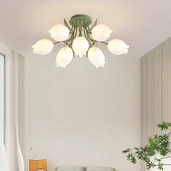 Lucero - Deckenleuchte mit Lilienblüten in Creme