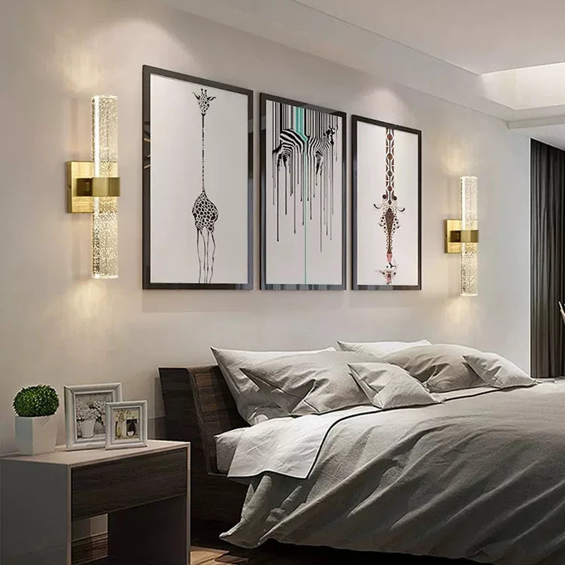 Wallix - Goldene LED-Wandleuchte mit Kristallblasen