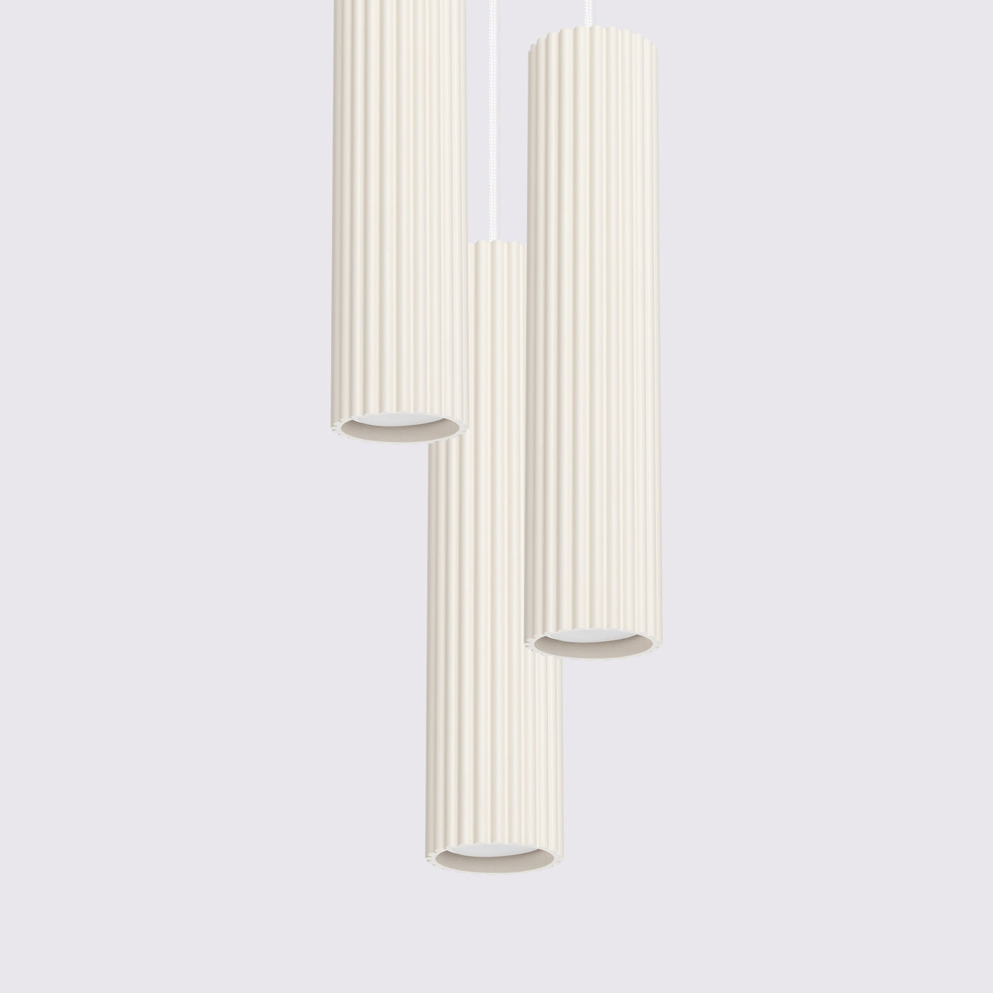Tabora - Beige 3-flammige Pendelleuchte mit geriffelten