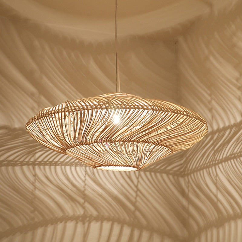 Claria - Vintage-Hängeleuchte aus Rattan, handgeflochten