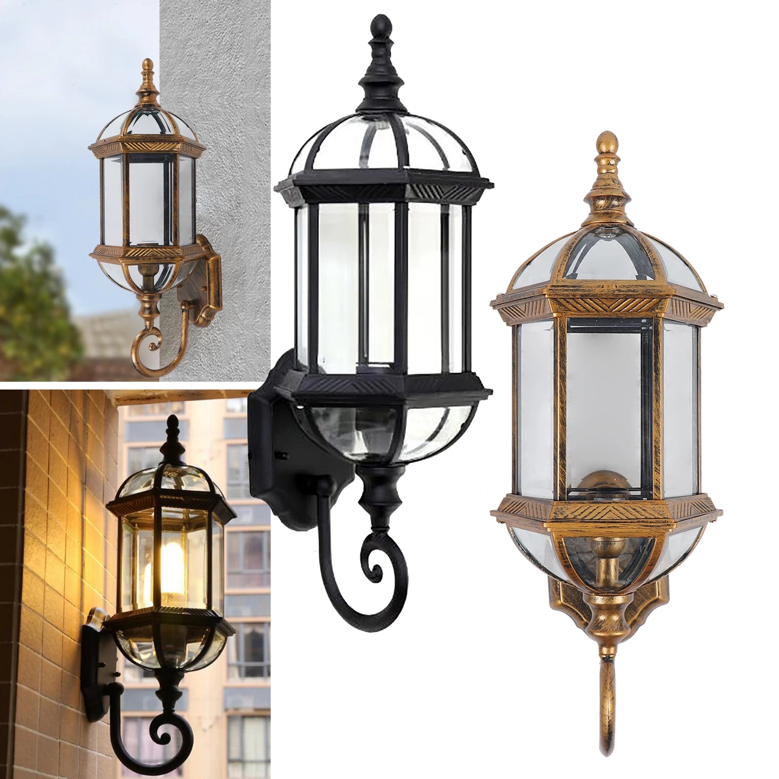 Gartia - Retro-Außenwandleuchte IP54 aus Aluminium und Glas